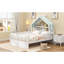 Lit simple en bois avec tête de lit et tablette de rangement, blanc-133232012