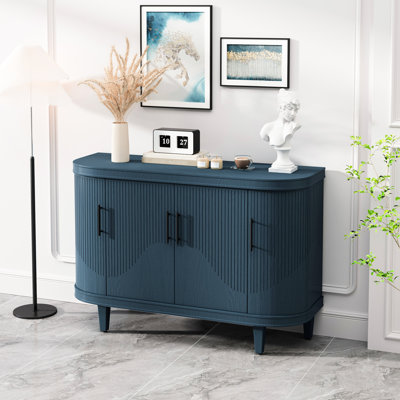 Buffet en bois bleu, armoire moderne de 47,2 pouces avec tablettes réglables pour la chambre à coucher, la cuisine, l'armoire de couloir, la console 4 portes, l'intérieur de diverses pièces