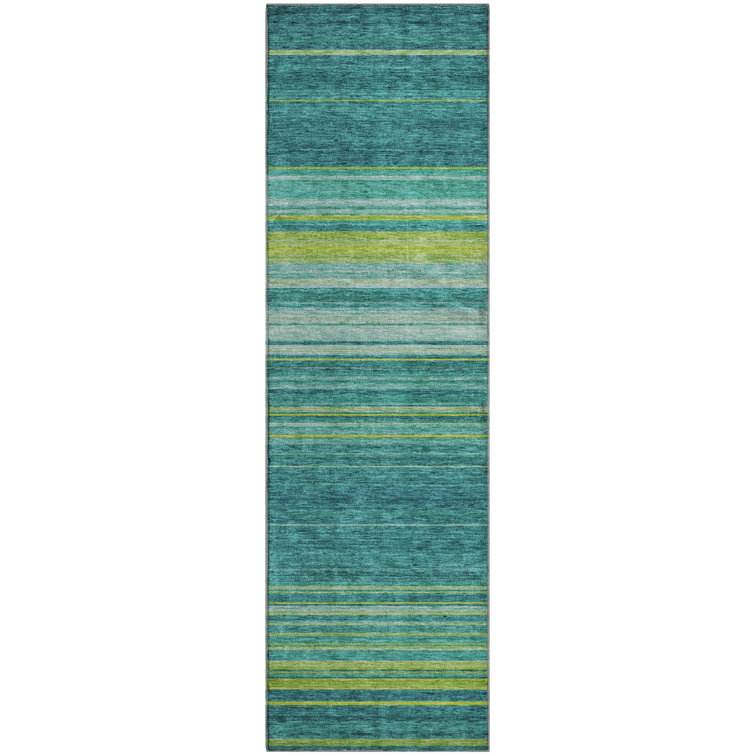 Premium Machine Washable Prisco Teal Rug