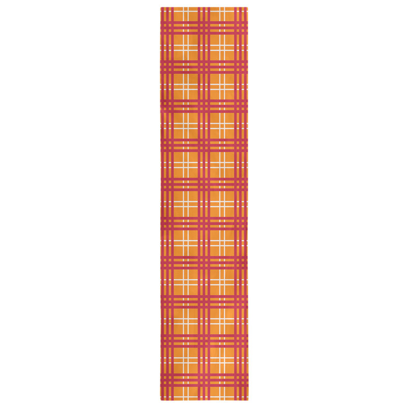 Paid Polyester Table Runner, 90" L x 16" W, Orange/White/Red