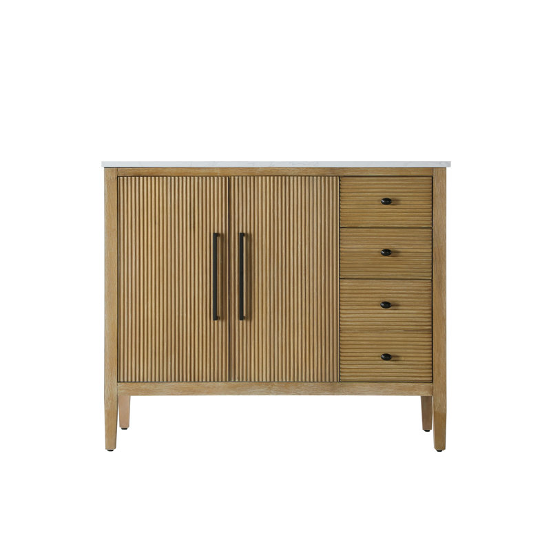 42 inch Single Bathroom Vanity, Linen Oak