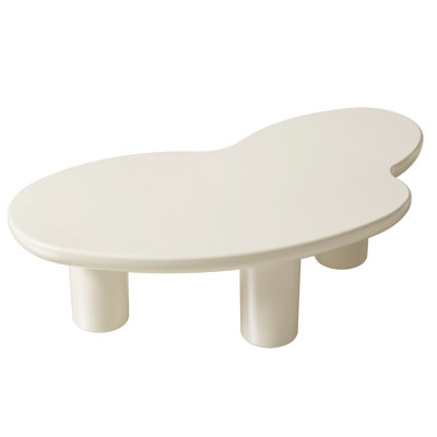 46.45" Modern Center Table, Irregular Cream White Cloud Coffee Table with 3 Legs by Ivy Bronx
