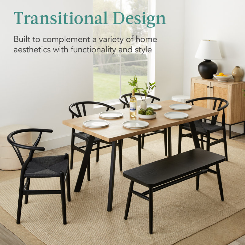 Natural Oak Extendable Dining Table with Black Steel Legs