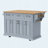 54inch Large Kitchen Island with Rubber Wood Drop Leaf, Embossed Texture Rolling Kitchen Cart on 4 Wheels with 4 Doors and 3 Drawers, Kitchen Island with Storage for Kitchen, Dining Room,Grey Blue-128964690