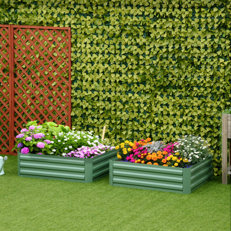 Lit de jardin surélevé galvanisé 2 pièces Outsunny, Vert