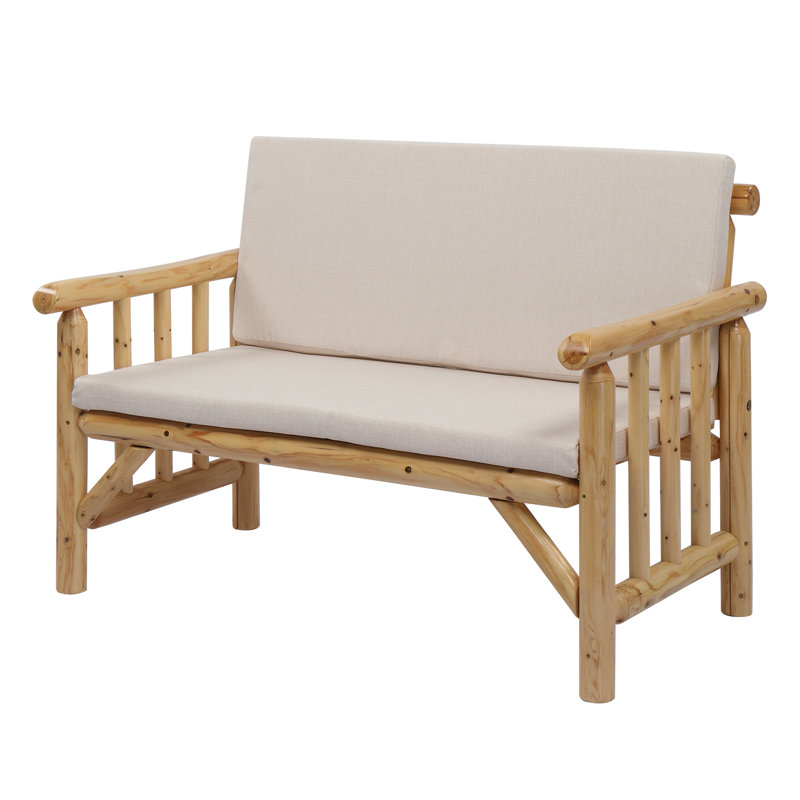 Patio Wood Loveseat, Natural Wood