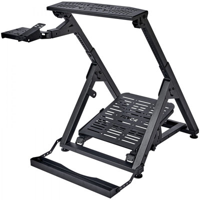 Foldable Racing Steering Wheel Stand, Height Adjustable Universal Base Compatible with Logitech & Thrustmaster Racing Wheel and Pedal, Movable Wheels Heavy-duty Frame Standard GT/Formula Seating