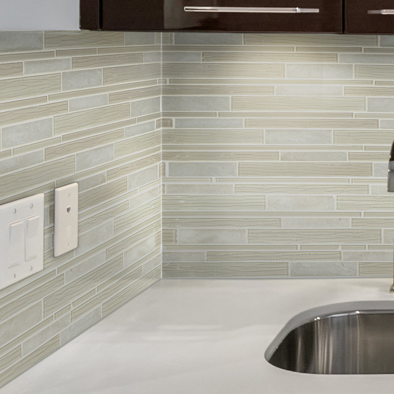 Olivian 12 in. x 12 in. Glass Stone Blend Mosaic Wall Tile