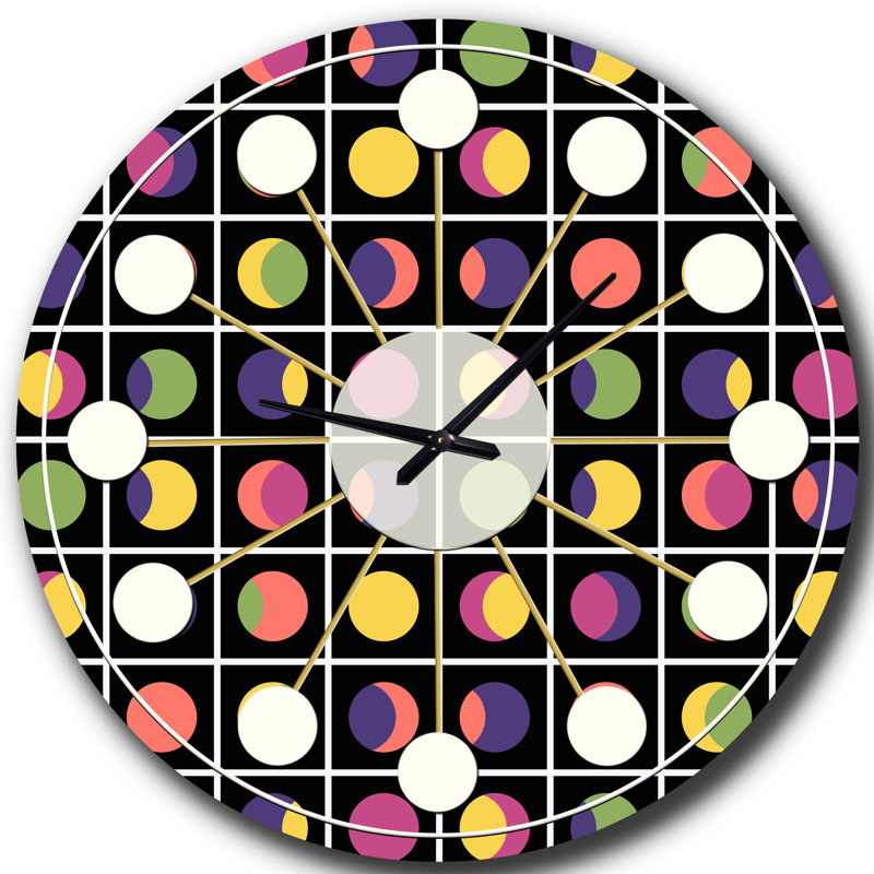 Retro Circular Moons - Mid-Century Modern wall clock, Medium