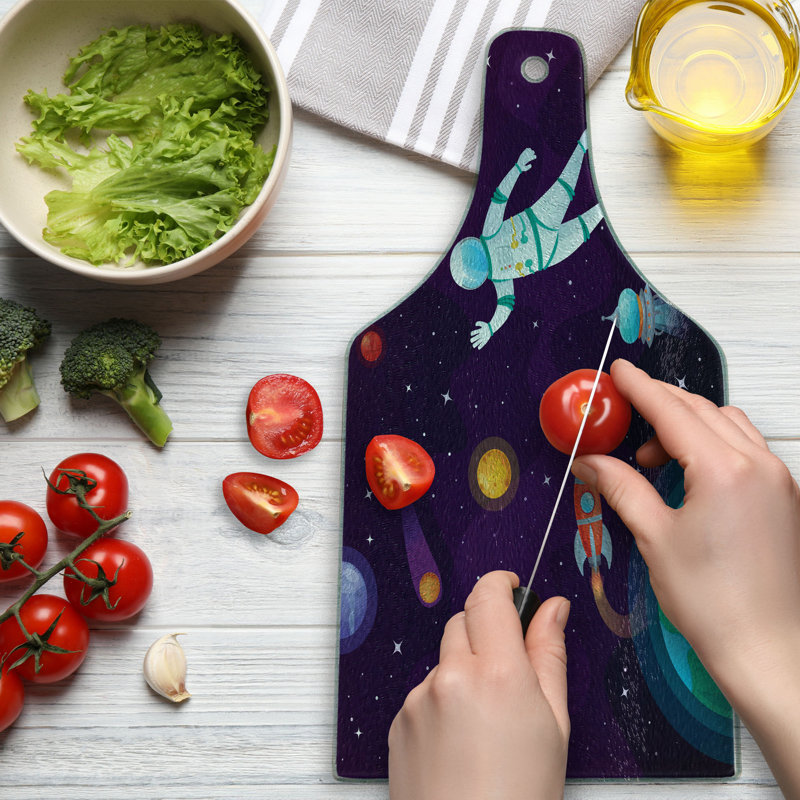 Astronaut in Space Dark Purple Tempered Glass Cutting Board