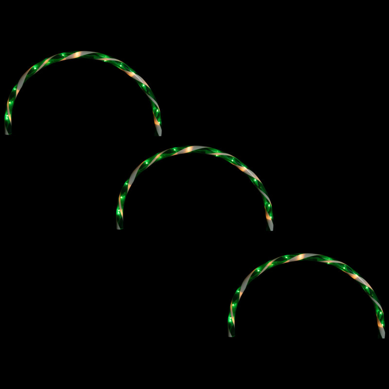 Candy Cane Outdoor Christmas Arch Pathway Markers - Green - Set Of 3