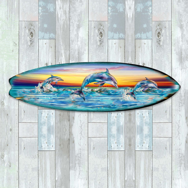 Décoration murale planche de surf, H 10 po x l 36 po x P 1 po