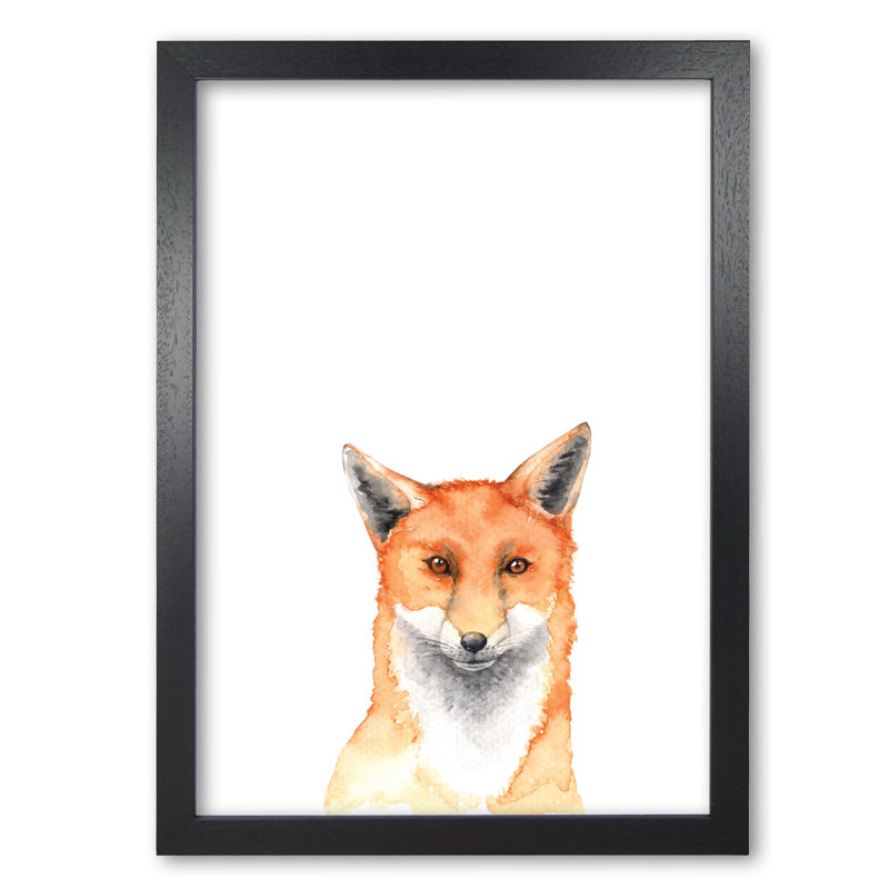Forest Friends, Fox - Painting, Black Grain Frame, 85 cm H x 60 cm W x 5 cm D
