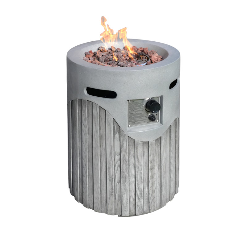 Camariyah Cylinder Cast Iron Propane Smokeless Outdoor Fireplace
