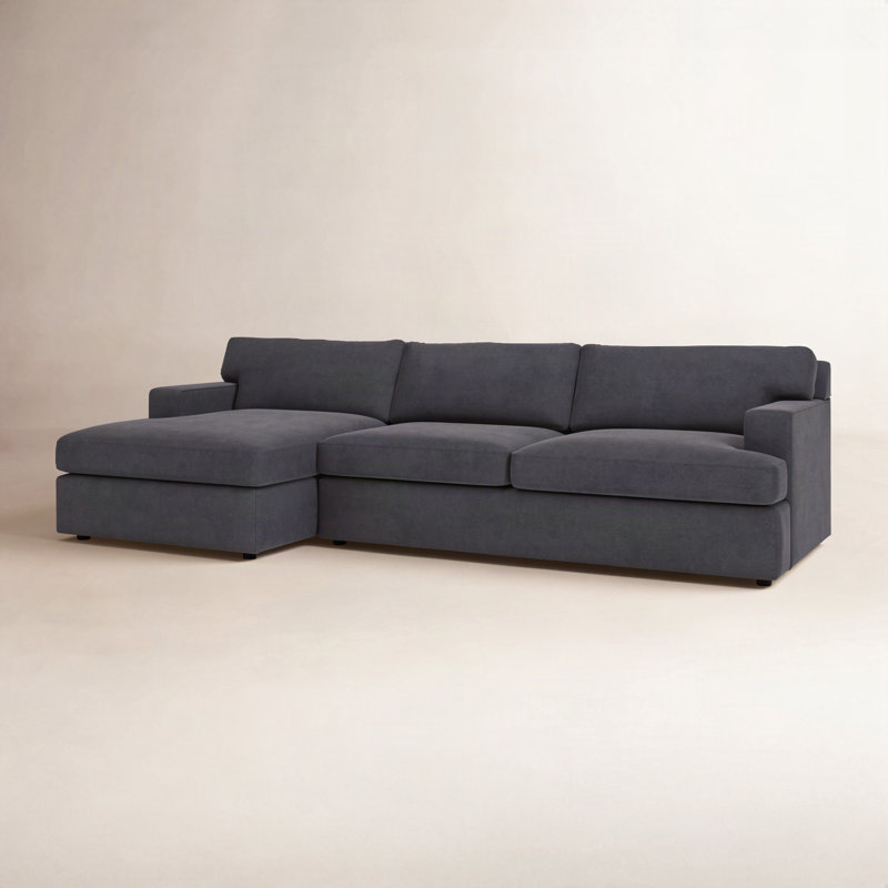 Cleo 2-Piece Upholstered Sectional, Bella Gunmetal Performance Velvet, Left Hand Facing