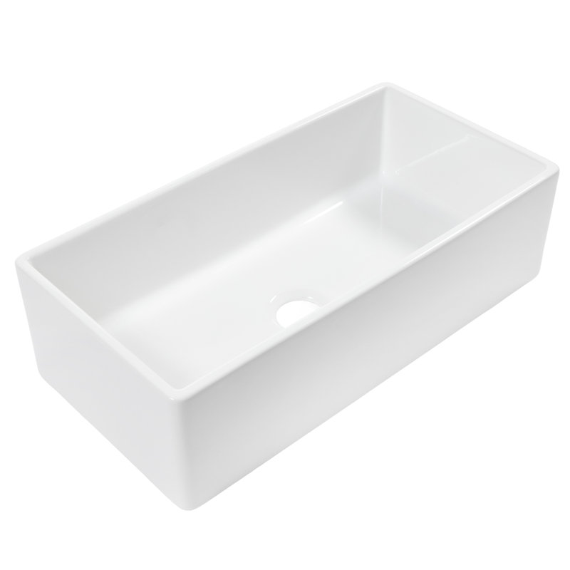 Évier de cuisine Austen, H 10 po x L 36 po x l 18 po, Bol simple, Blanc éclatant
