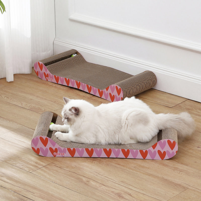 Lit à griffes pour lit de repos moderne en carton 23,75 po Engvall, Rose/rouge