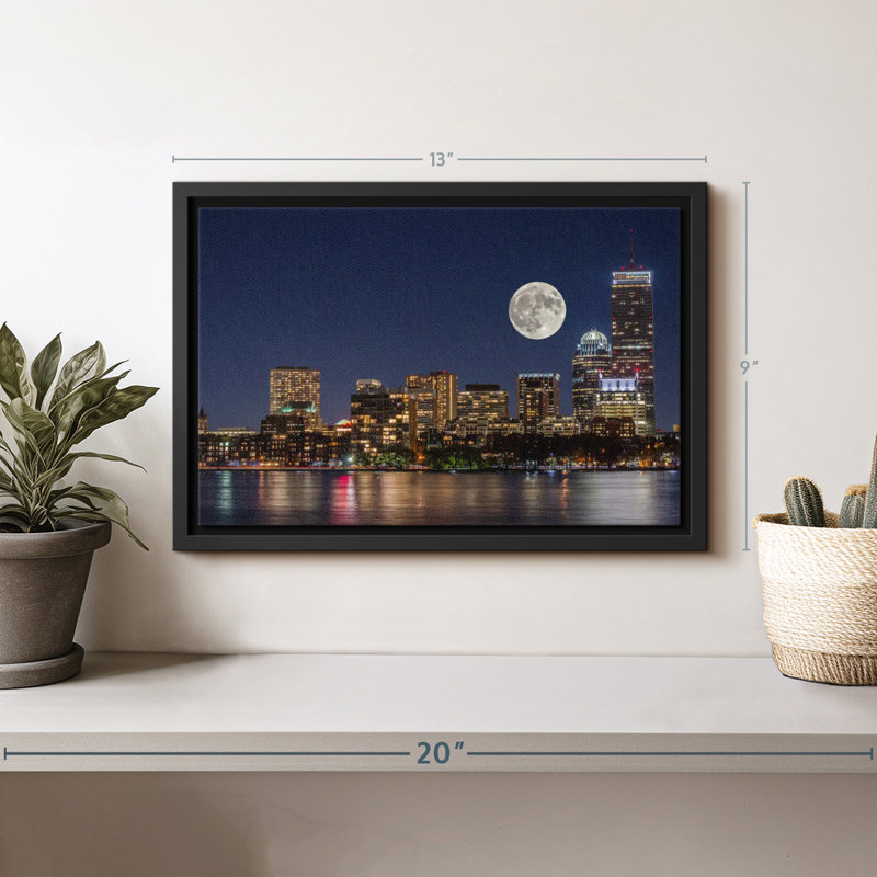 Supermoon Over Boston Canvas Print, 9" H x 13" W
