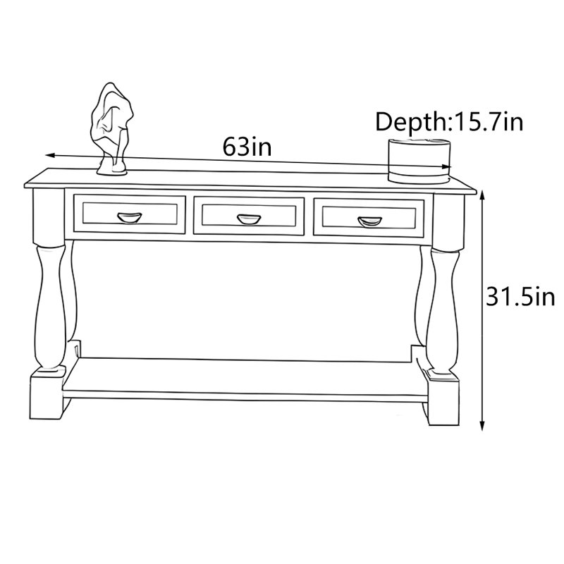 Retro Solid Wood Entryway Table