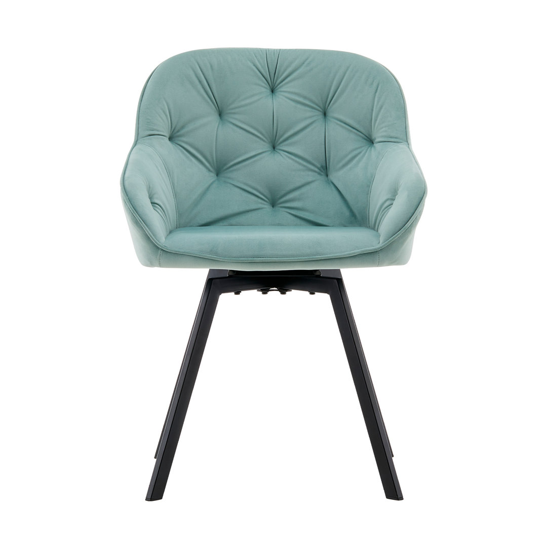 1 Velvet Upholstered High-Back Swivel Chair,Green