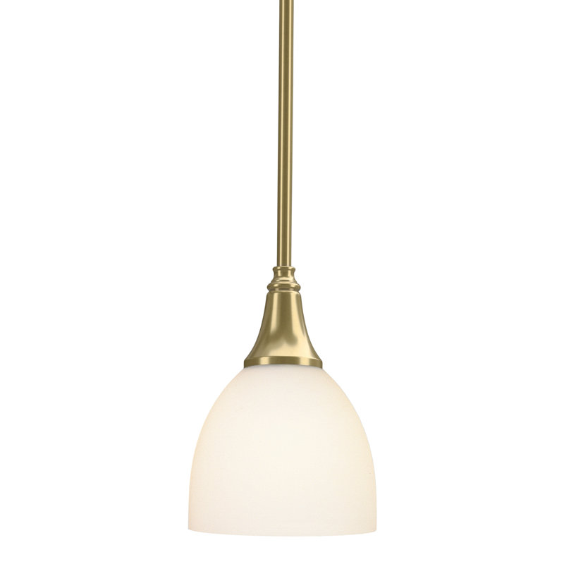 Trumpet 1-Light Single Dome Pendant, White, Modern Brass