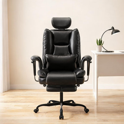 Fauteuil de direction à dossier haut en similicuir à assemblage complet avec rembourrage en mousse à mémoire de forme pour le bureau à domicile