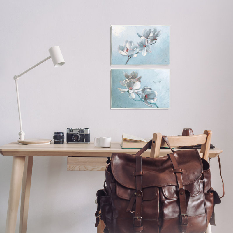 Ensemble de 2 plaques murales simples "Magnolia Branch Blossoms" par Wellington Studio, H 10 po x l 15 po