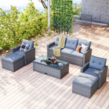 Canapé modulaire d'extérieur courbé de 68,5 po de large avec coussins Khourtney