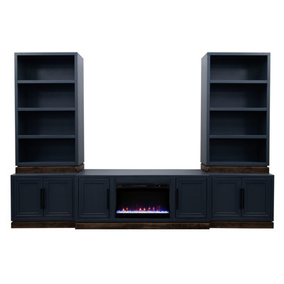 Armoire de base modulaire à 2 portes, 32 po de largeur, 17 po de profondeur, 27 po de hauteur, finition bleu denim et whisky, peuplier massif, placages, une tablette, quincaillerie noire sans assemblage, base plateforme,