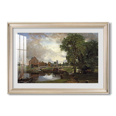 Dedham Lock and Mill, c. 1820-John Constable-Custom Framed Canvas