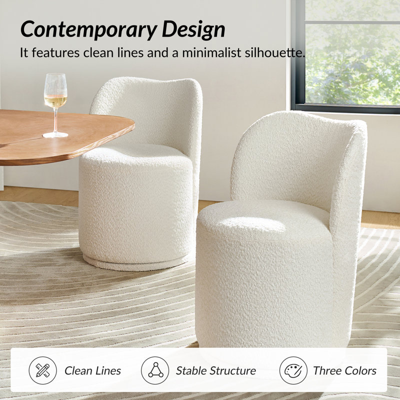 Clester Modern 360-Degree Swivel Dining Chair Set, Beige, 4