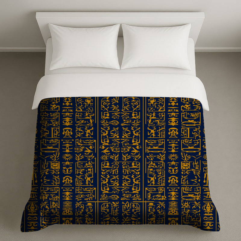 Housses de couette égyptiennes à motif de hiéroglyphes, King