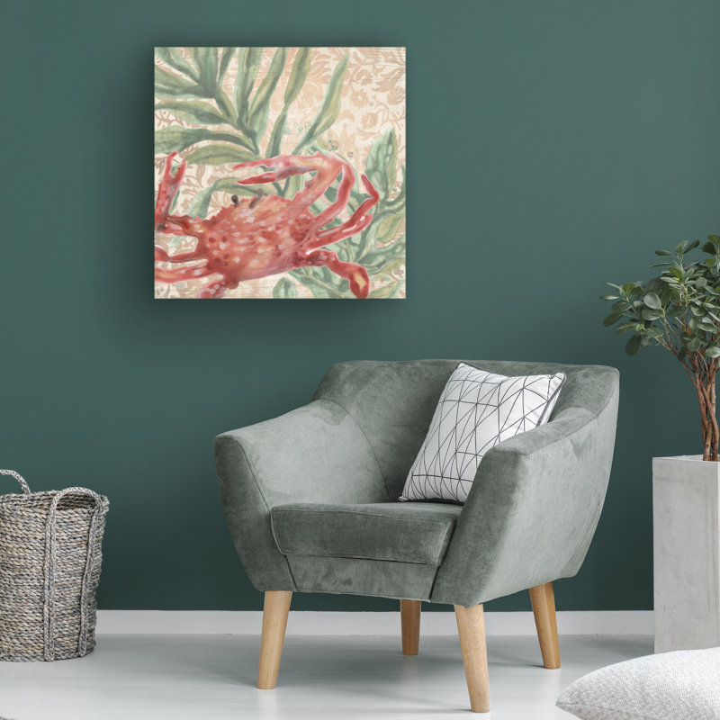 «Trademark Fine Art June Erica Vess Damask Crab IV», art mural sur toile, H 14 po x l 14 po