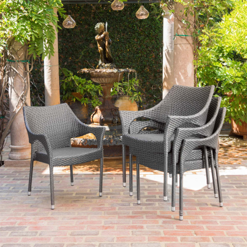 Pe Wicker Stacking Dining Chair,4pcs