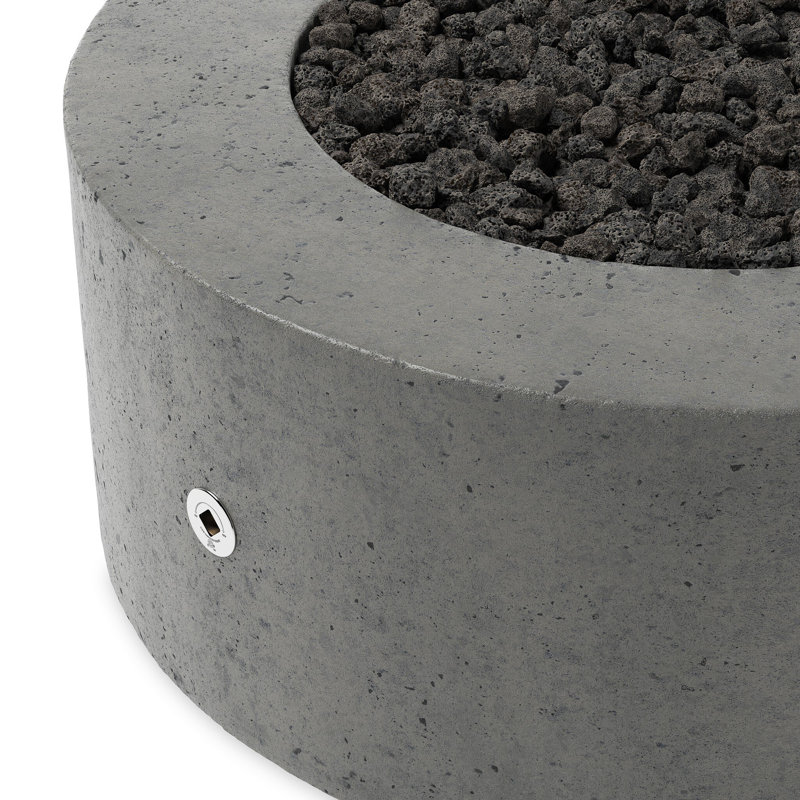 Damian 16.5" H x 35.5" W Concrete Outdoor Fire Pit Table, Pewter Concrete, Propane