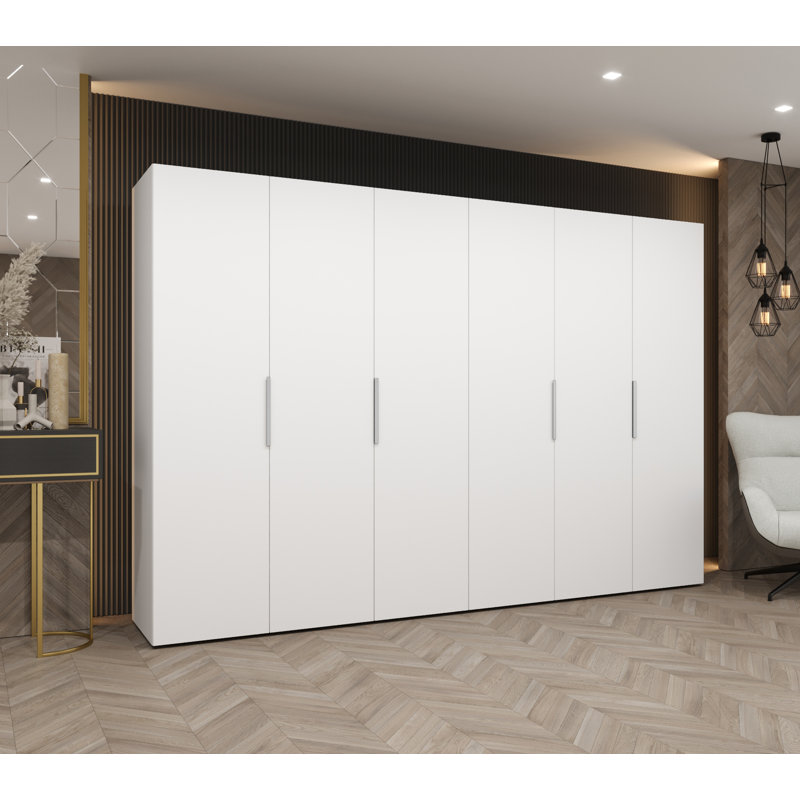 Manufactured Wood Wardrobe, white matt + handles: cashmere