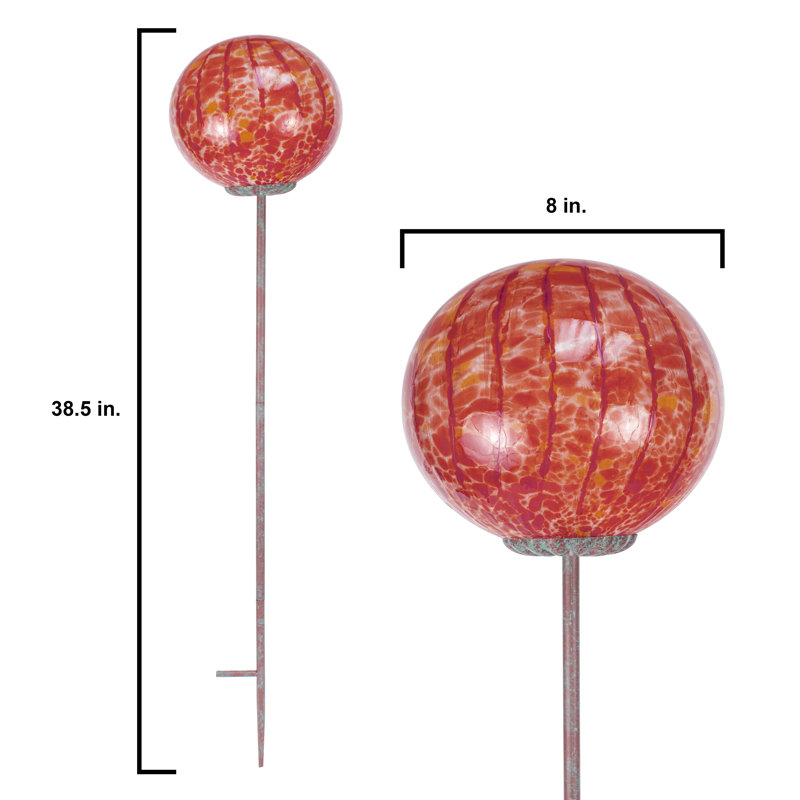 Piquet de jardin sphérique elliptique Lollipop, Orange / Rouge