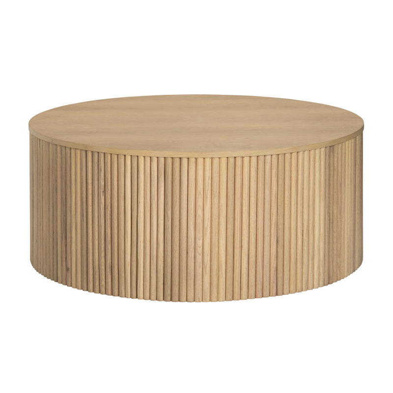 Table basse ronde en bois massif brun