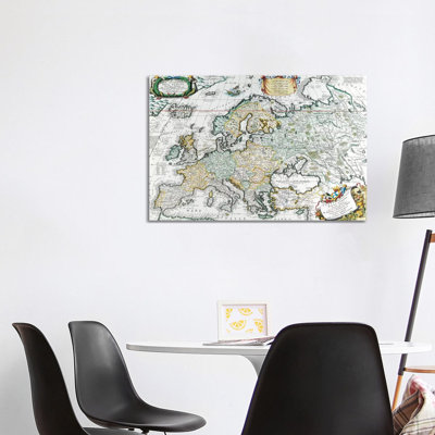Antique Map of Europe 1 Piece Wrapped Canvas Painting