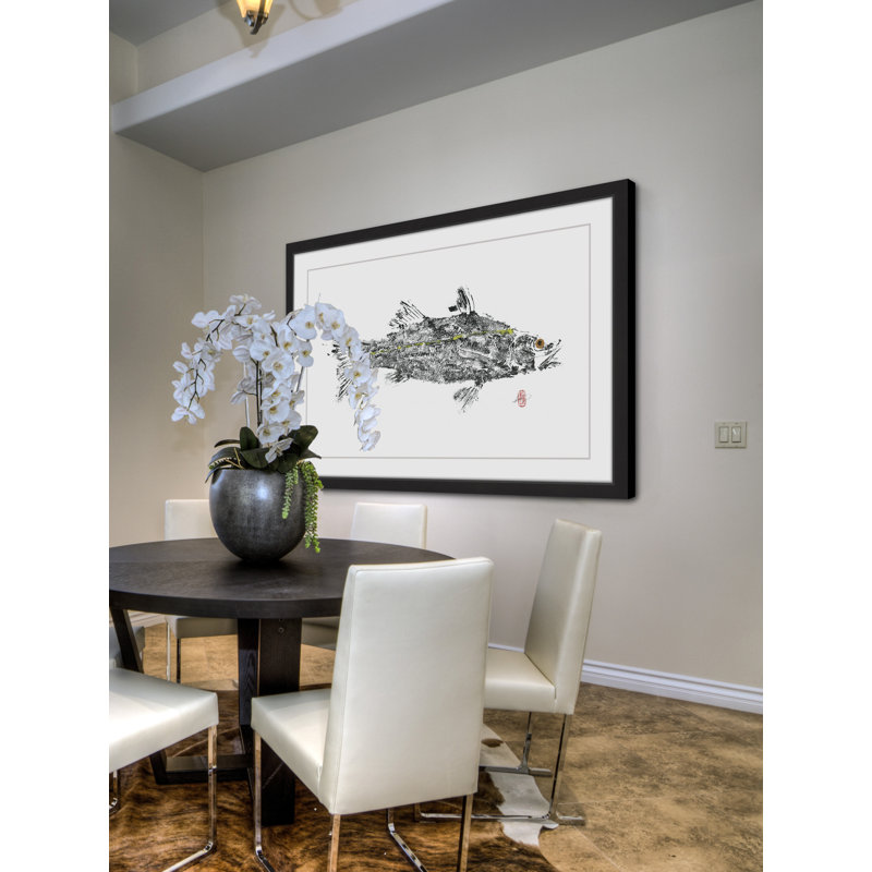 Gyotaku Japanese Fish Art Framed Canvas Print, 30" x 45"