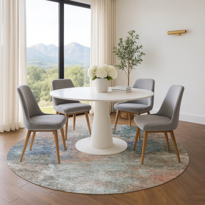 Premium Machine Washable Ariel Abstract Rug, Round 8'