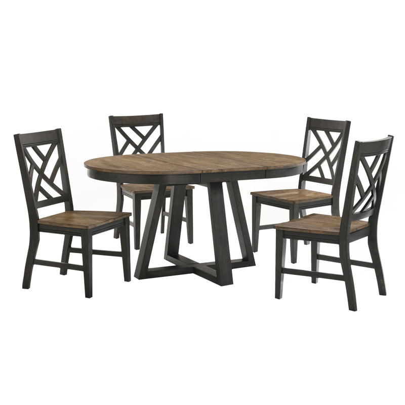 Rabee Extendable Oval Solid Wood Dining Table, 30"