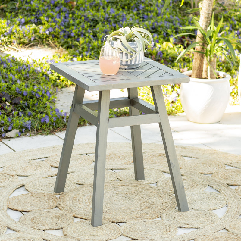 Abhishekh Square Acacia Outdoor Side Table , 46cm cm W 46cm cm D, Grey Wash