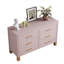 Commode double 6 tiroirs avec poignées en métal et pieds en bois massif, rangement moderne pour enfants et adultes Broxton-130088527