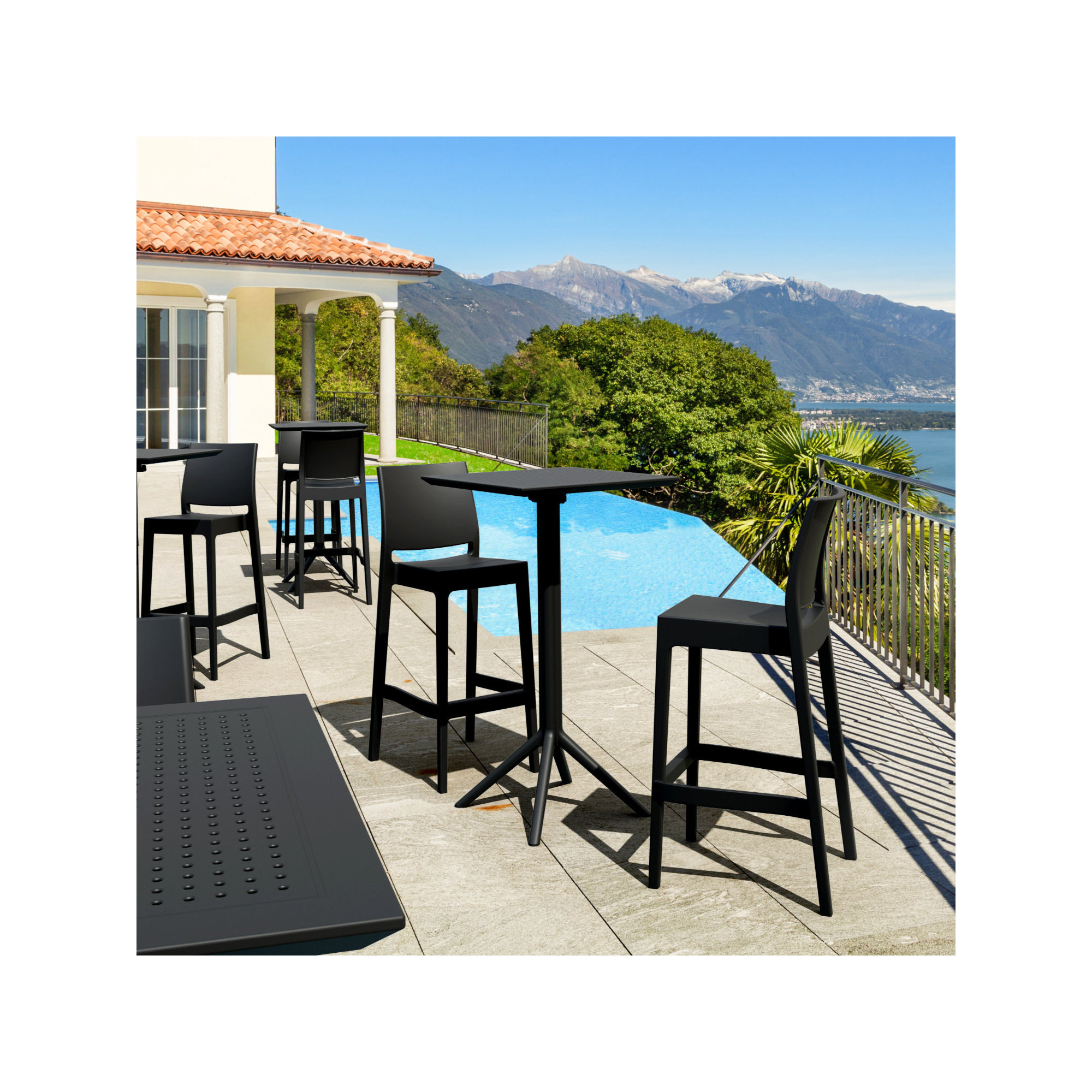 Adrienne Outdoor Bar Stool, 29.5", Black