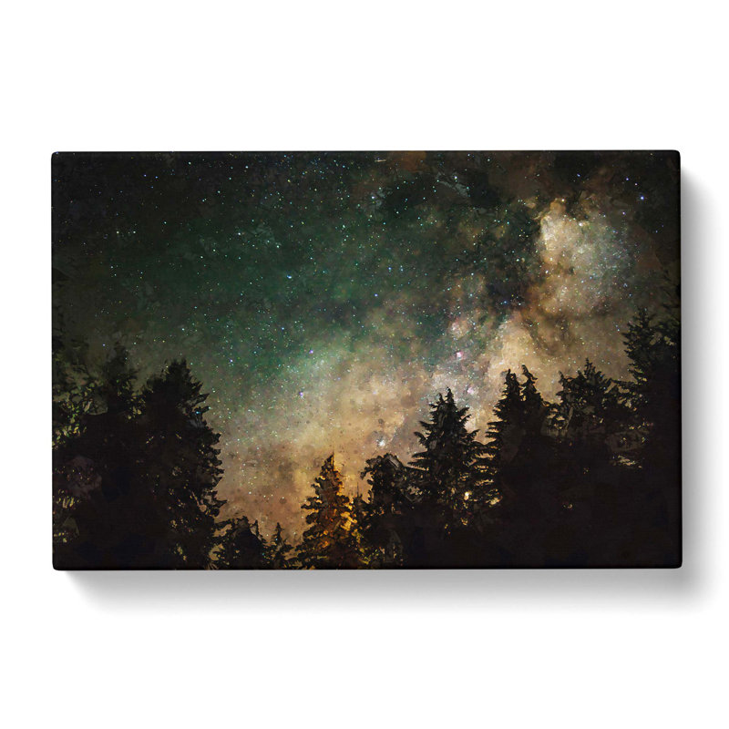 Milky Way Above The Treetops In Abstract - Wrapped Canvas Painting, 35cm H x 50cm W x 3cm D