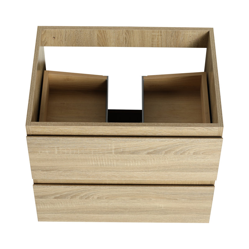 Bathroom Vanity 24", Oak, Modern Storage Oak Vanity, Wall Mounted, Ample Bottom