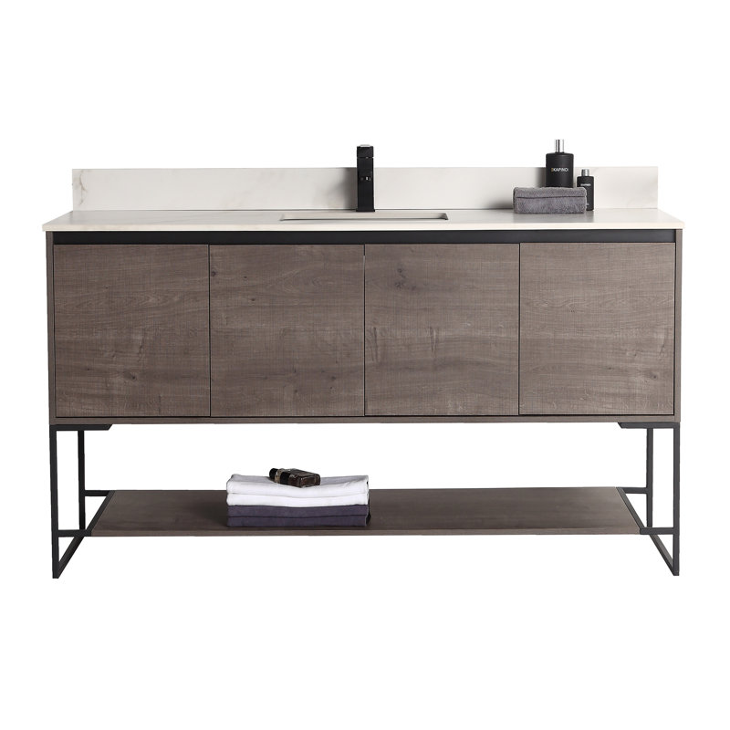 Ensemble de meuble-lavabo simple l 60 po Carliana, gris