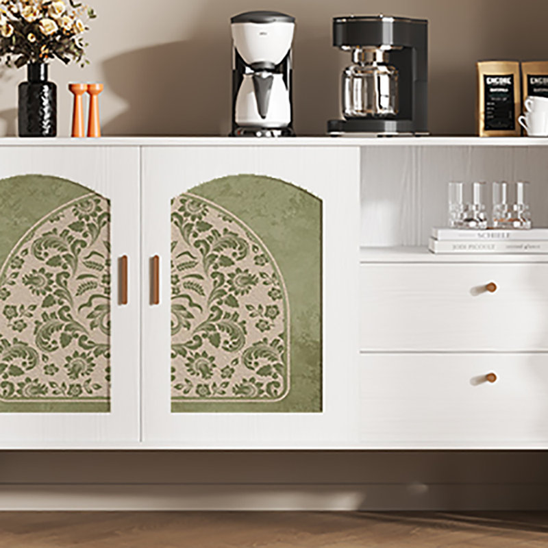Buffet multifonctionnel de grande capacité 59,1 po, Blanc/vert