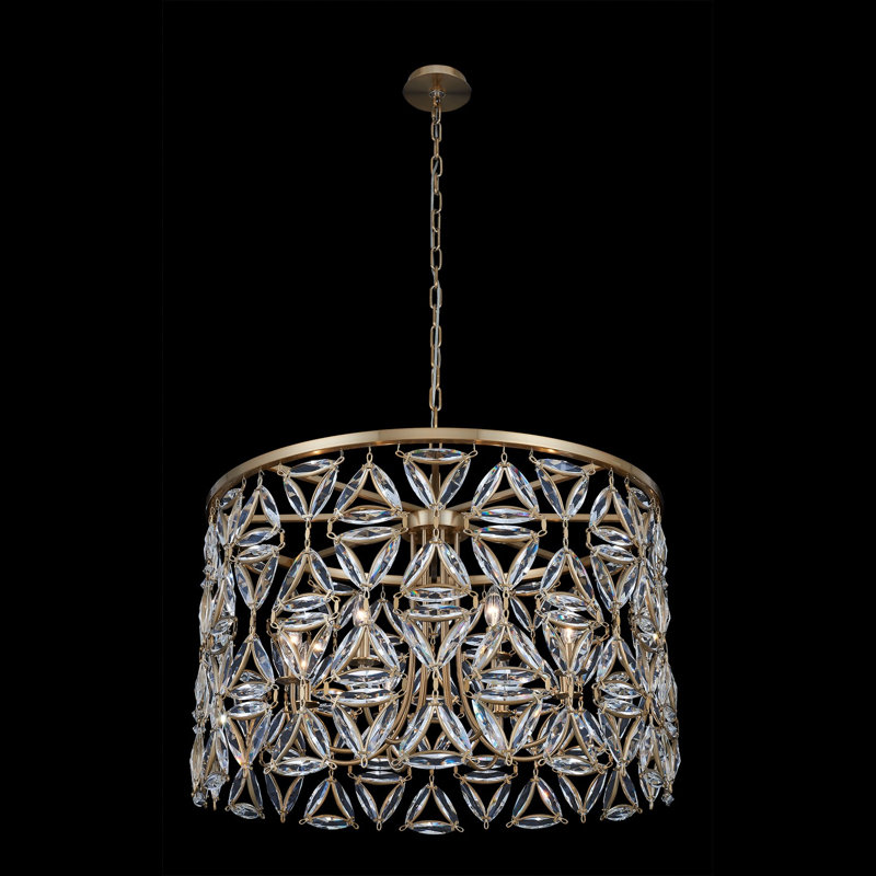 Lustre en laiton véritable / transparent 8 LT Triangulo Allegri, H 21 po x l 34 po x P 34 po